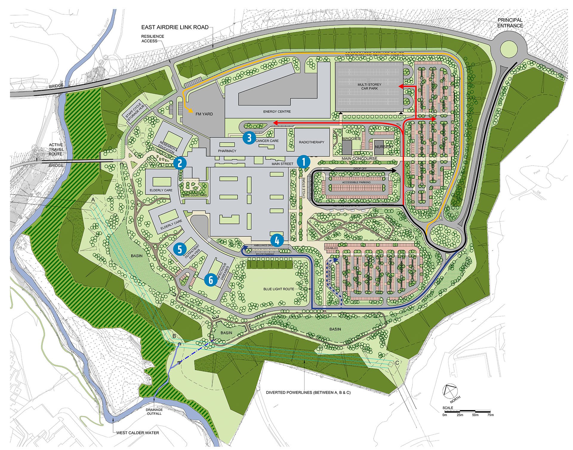 Monklands Site Plan and Traffic Flow