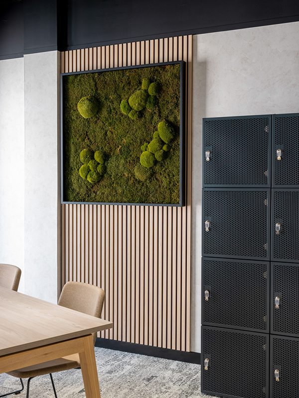 the image shows an example of neuroinclusive workplace design incorporating biophilic elements